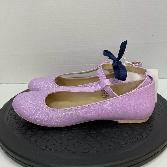 Janie and Jack Lavender Shimmer T Strap Flats - Picture 3 of 7